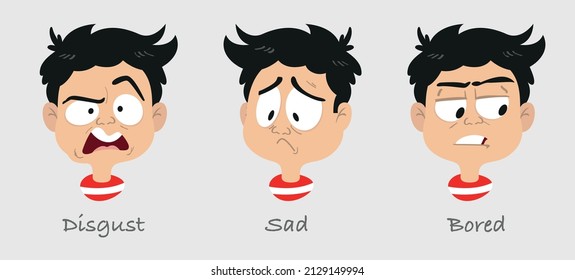 Boy cartoon expressing full emotions
