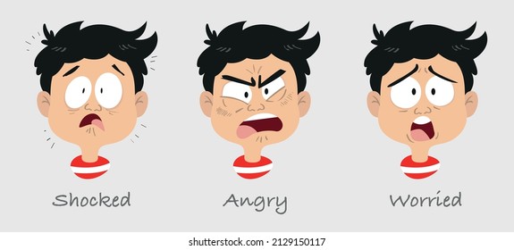 Boy cartoon expressing full emotions