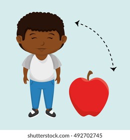 boy cartoon fruit apple red
