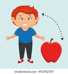 boy cartoon fruit apple red