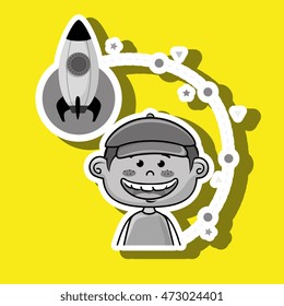 boy cartoon idea icon vector illustration design