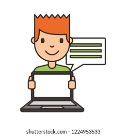 boy cartoon with laptop