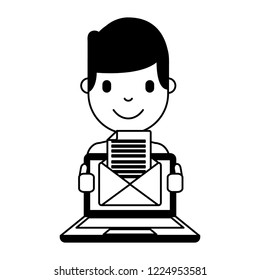 boy cartoon with laptop