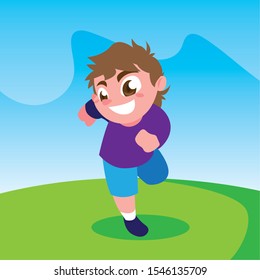 Boy cartoon outside design, Kid childhood little people lifestyle and person theme Vector illustration