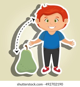 boy cartoon pear fruit