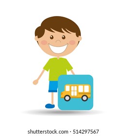 boy cartoon school bus icon design vector illustration eps 10