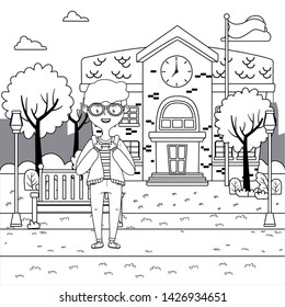 Boy cartoon of school design