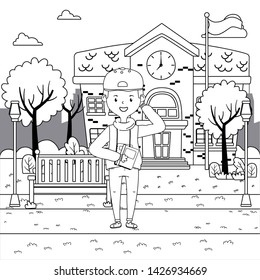 Boy cartoon of school design