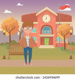 Boy cartoon of school design