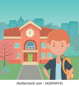 Boy cartoon of school design