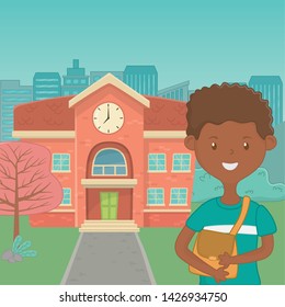 Boy cartoon of school design