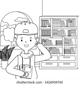 Boy cartoon of school design