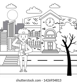 Boy cartoon of school design