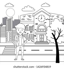 Boy cartoon of school design