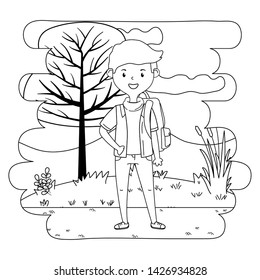 Boy cartoon of school design