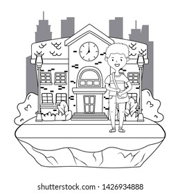 Boy cartoon of school design