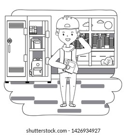Boy cartoon of school design