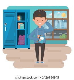Boy cartoon of school design