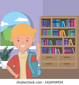 Boy cartoon of school design