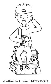 Boy cartoon of school design