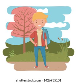Boy cartoon of school design