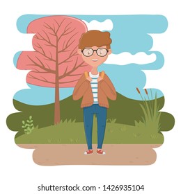 Boy cartoon of school design