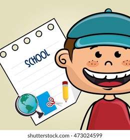 boy cartoon school student icon vector illustration design
