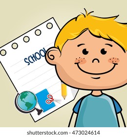 boy cartoon school student icon vector illustration design