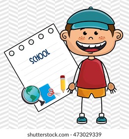 boy cartoon school student icon vector illustration design