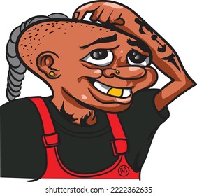 caricatura masculina con tatuaje