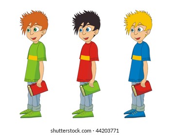 Boy cartoon vector holding book