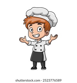 Boy cartoon wearing costume chef