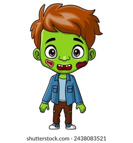 Boy cartoon wearing costume zombie