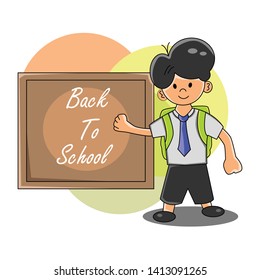 Boy Cartoons Students Back To School, Education