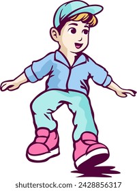 The boy with casual fashion illustration depicts a young male figure dressed in relaxed, everyday attire.