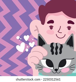 boy with cat in banner
