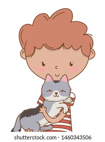 Boy with cat cartoon design