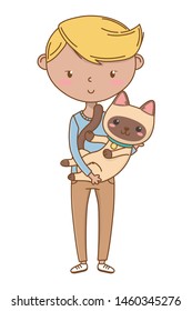 Boy with cat cartoon design