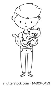 Boy with cat cartoon design