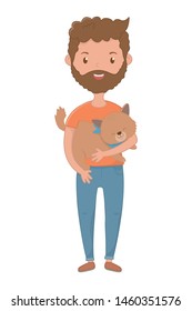Boy with cat cartoon design