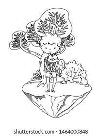 Boy with cat cartoon design