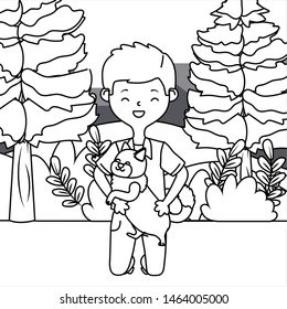 Boy with cat cartoon design