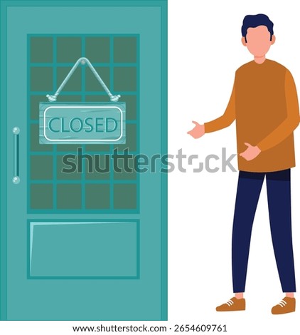 A boy cautiously introduces a closed door, hinting at mystery and curiosity. His hand rests on the doorknob, evoking anticipation and the allure of the unknown.
