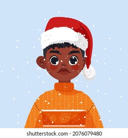 Niño Celebrando Navidad. Ilustración del vector navideño.