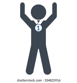 Boy Champion vector icon. Style is bicolor flat symbol, smooth blue colors, rounded angles, white background.