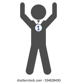 Boy Champion vector icon. Style is bicolor flat symbol, cobalt and gray colors, rounded angles, white background.