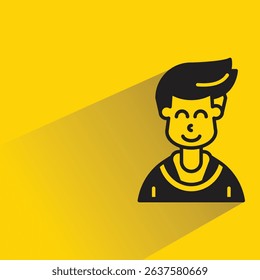 boy character avatar with shadow on yellow background