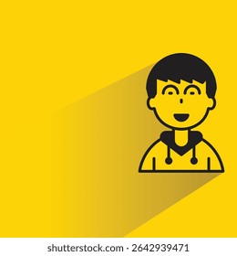 boy character avatar with shadow on yellow background