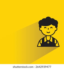 avatar de personagem menino com sombra no fundo amarelo