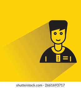 boy character avatar with shadow on yellow background